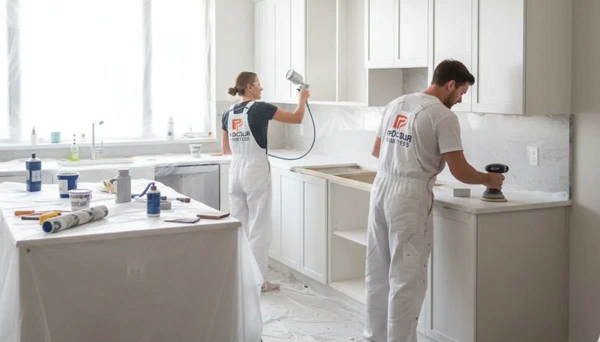 Professional cabinet painting and kitchen refinishing by local painters in Redding, CA