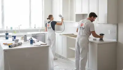 Professional cabinet painting and kitchen refinishing by local painters in Redding, CA