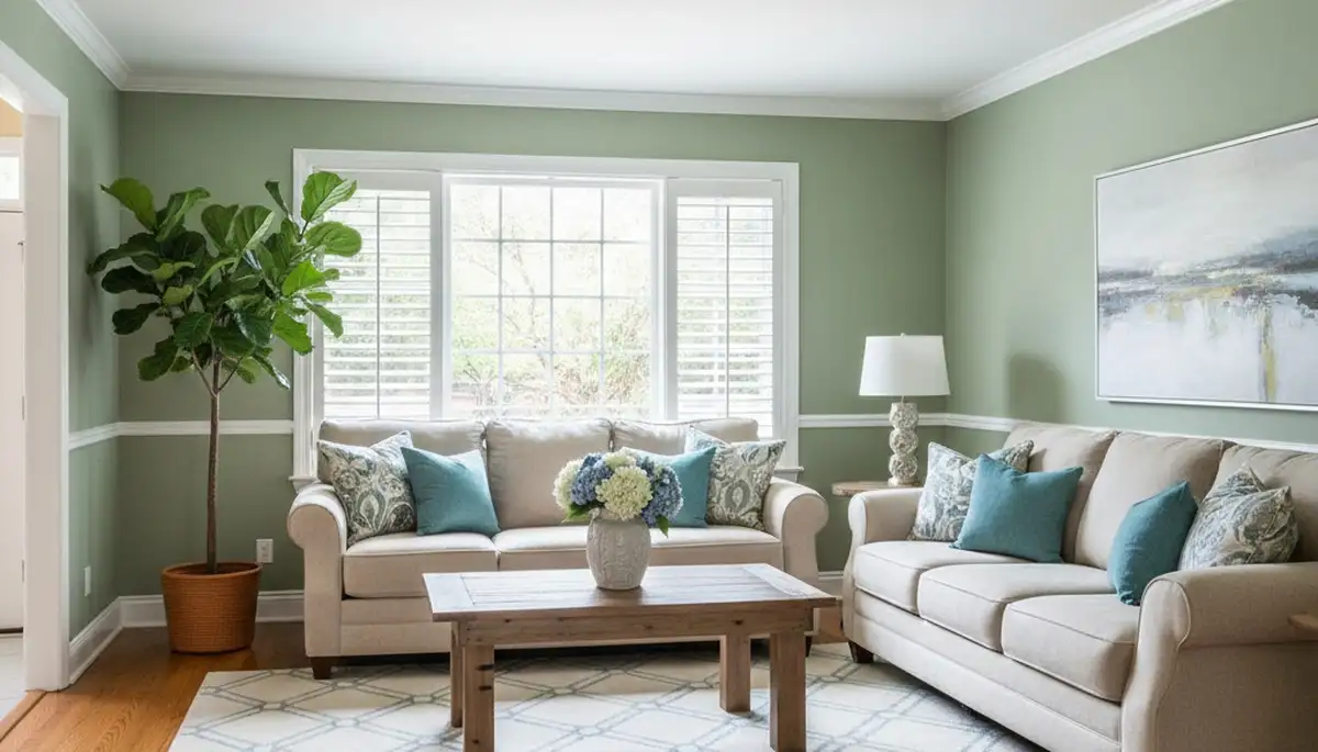 Freshly painted living room with smooth professional finishes by house painters in Redding, CA