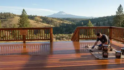 Professional deck staining in Redding, CA protecting wood with UV-resistant finish and expert painting care