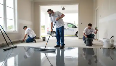 Epoxy floor coating in Redding CA garage by professional house painters for durable concrete protection