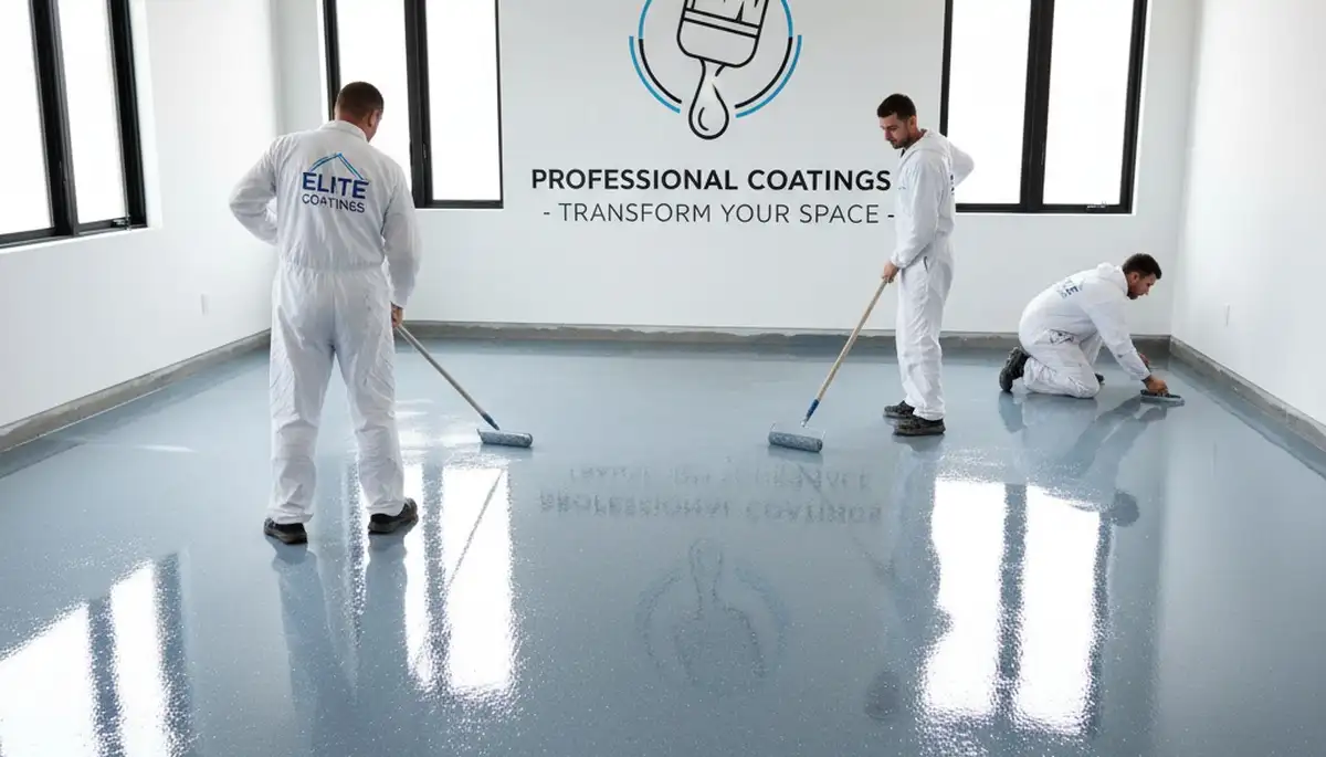 Epoxy floor coating applied in a Redding CA garage by professional house painters for durable finish
