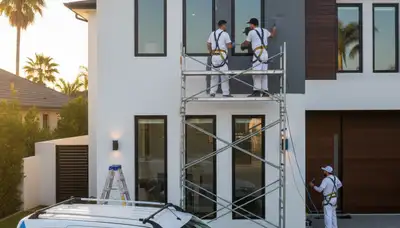 Professional exterior house painters applying durable coating in Redding, CA