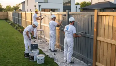 Professional fence painting in Redding, CA by local house painters using durable outdoor coatings