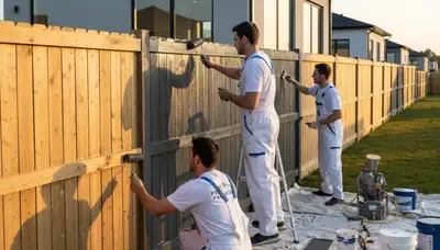 Professional fence painting in Redding, CA by expert house painters using durable weatherproof coatings