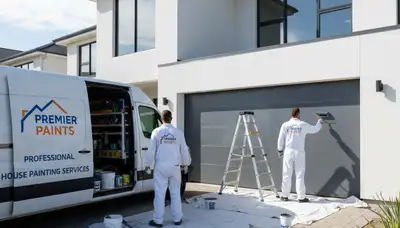 Professional garage door painting in Redding, CA by expert house painters using durable finishes