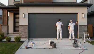 Professional garage door painting by expert house painters in Redding, CA