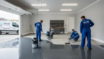 Professional garage floor epoxy coating in Redding CA for durable, glossy, heat‑resistant finish