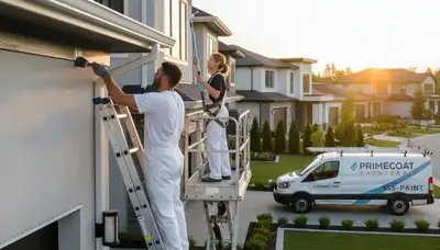 Professional gutter painting on a Redding, CA home exterior by local house painting experts