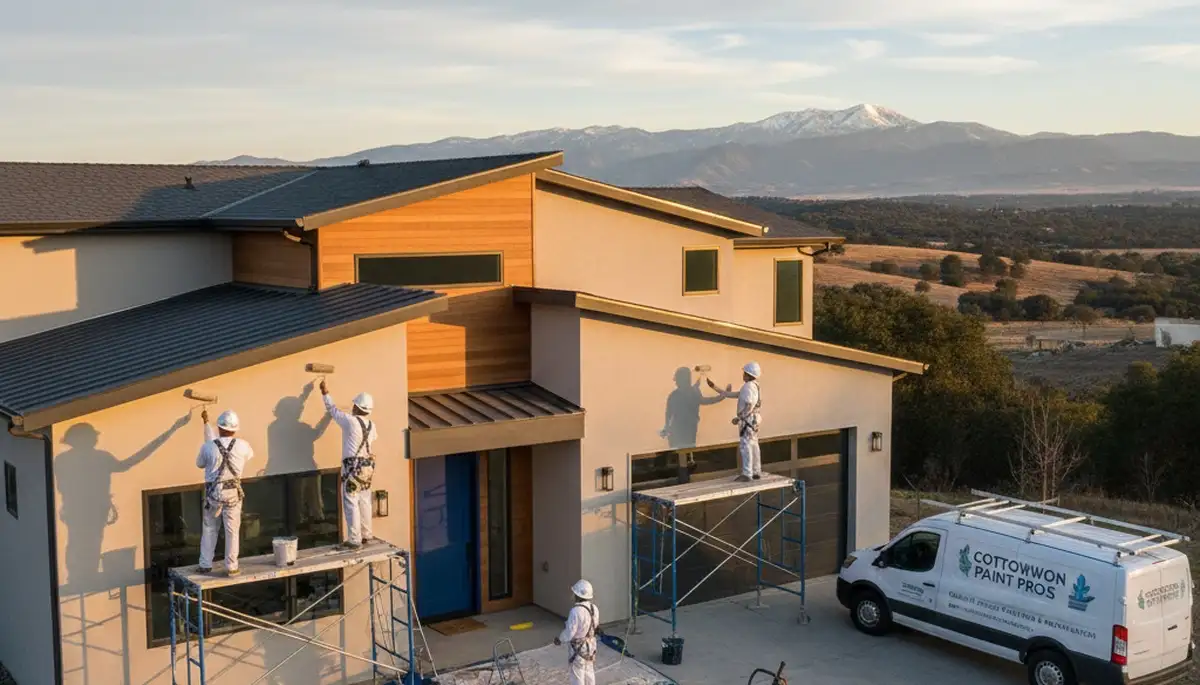 Professional house painters working on exterior home in Redding, CA