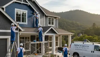 Professional house painters working on residential exterior in Redding, CA