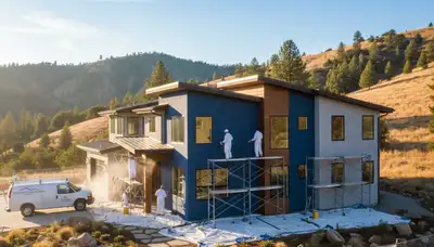 Professional house painters working on residential exterior in Redding, CA