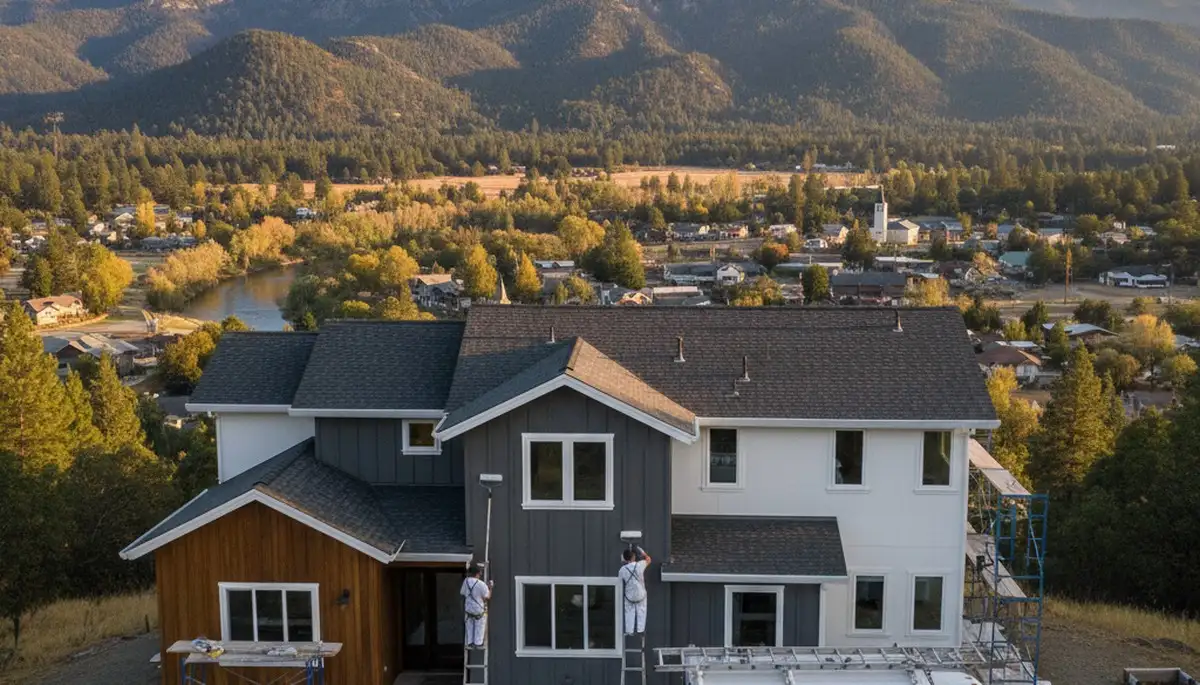 Professional house painters working on residential exterior in Redding, CA