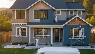 Professional house painters enhancing home exterior in Redding, CA