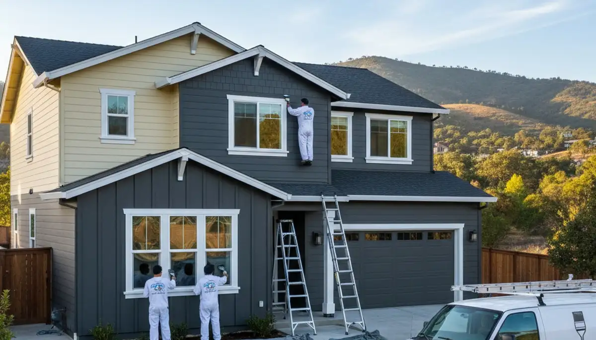 Professional house painters improving home exterior in Redding, CA
