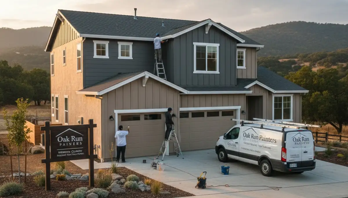 Professional house painters working on exterior home painting in Redding, CA