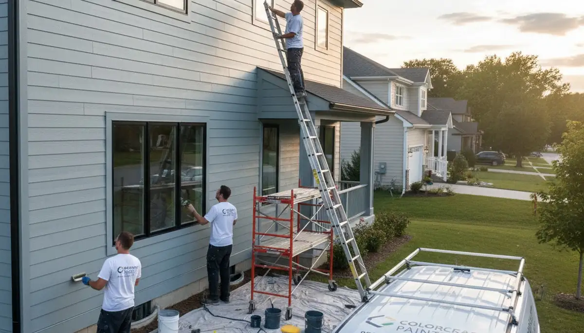 Professional siding painting on a Redding CA home exterior by local house painters