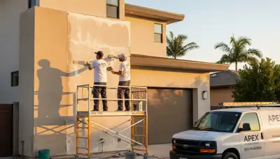 Professional stucco repair and texture restoration on home exterior in Redding, CA
