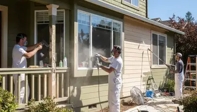 Professional surface preparation for exterior house painting in Redding, CA by expert painters