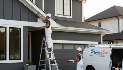 Professional trim and fascia painting on a home exterior in Redding, CA by expert house painters