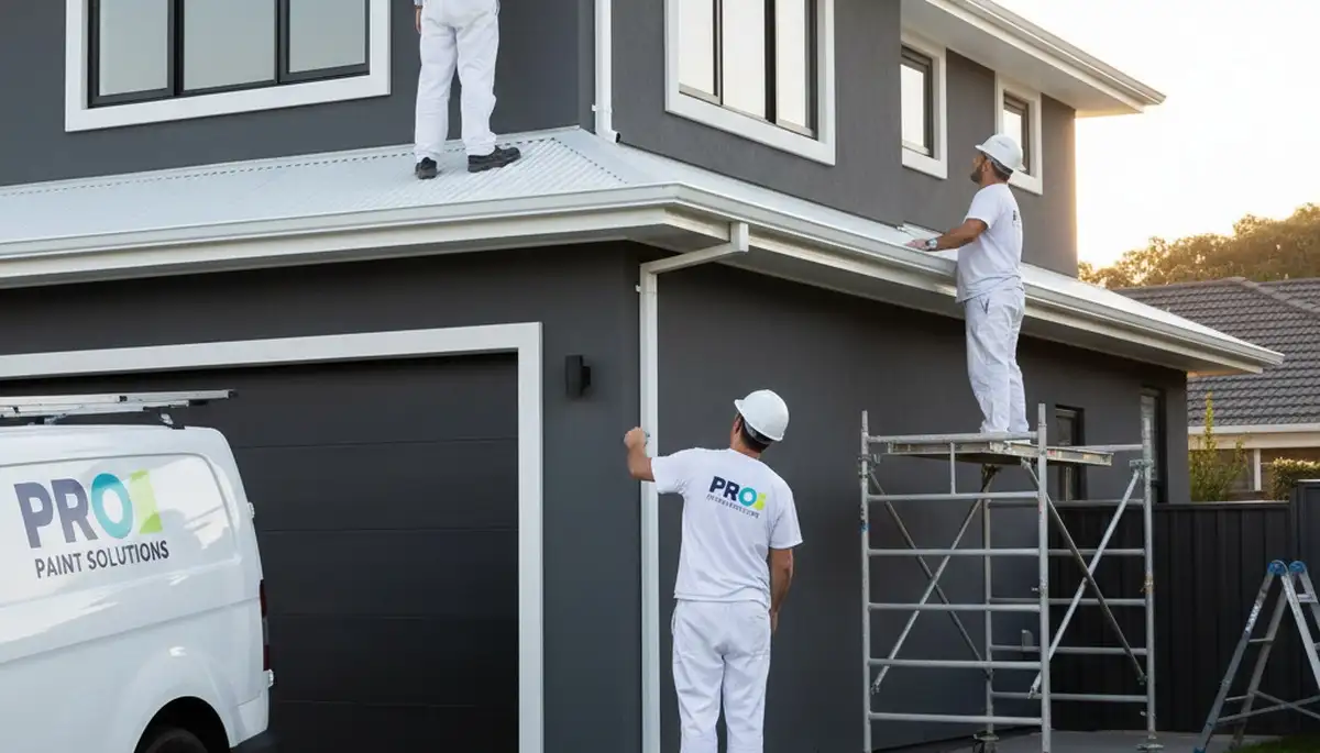 Professional trim and fascia painting on home exterior in Redding, CA by expert house painters